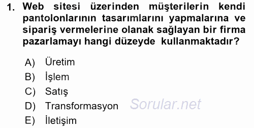 Elektronik Ticaret 2015 - 2016 Dönem Sonu Sınavı 1.Soru