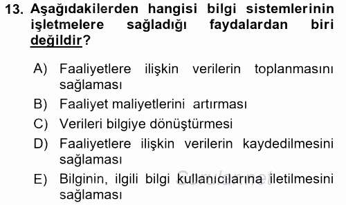 Elektronik Ticaret 2015 - 2016 Dönem Sonu Sınavı 13.Soru