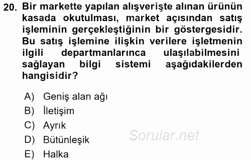 Elektronik Ticaret 2015 - 2016 Dönem Sonu Sınavı 20.Soru