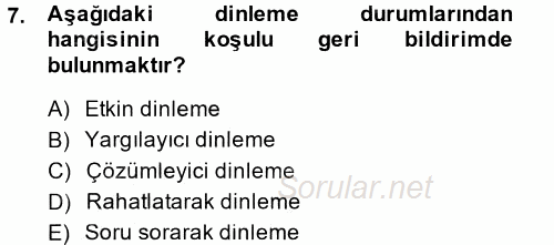 Kişisel Satış Teknikleri 2014 - 2015 Tek Ders Sınavı 7.Soru