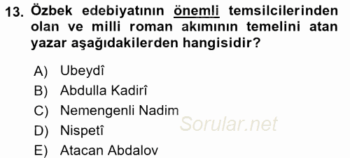 Çağdaş Türk Edebiyatları 2 2017 - 2018 Ara Sınavı 13.Soru
