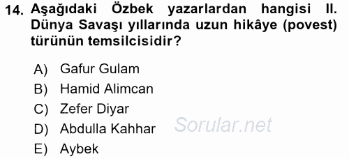 Çağdaş Türk Edebiyatları 2 2017 - 2018 Ara Sınavı 14.Soru
