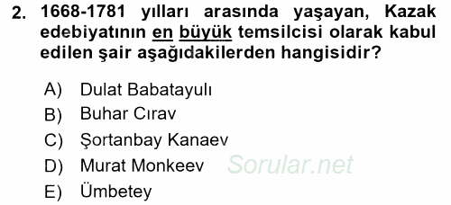 Çağdaş Türk Edebiyatları 2 2017 - 2018 Ara Sınavı 2.Soru