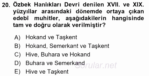 Çağdaş Türk Edebiyatları 2 2017 - 2018 Ara Sınavı 20.Soru