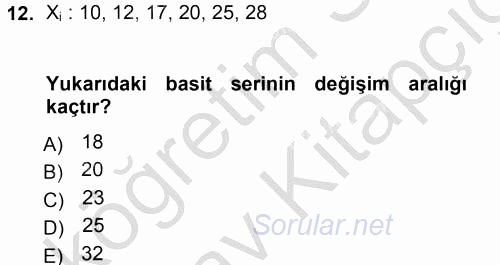 İstatistik 1 2012 - 2013 Ara Sınavı 12.Soru