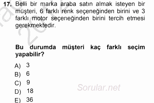 İstatistik 1 2012 - 2013 Ara Sınavı 17.Soru