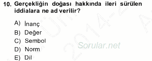 Türkiye´nin Toplumsal Yapısı 2014 - 2015 Ara Sınavı 10.Soru