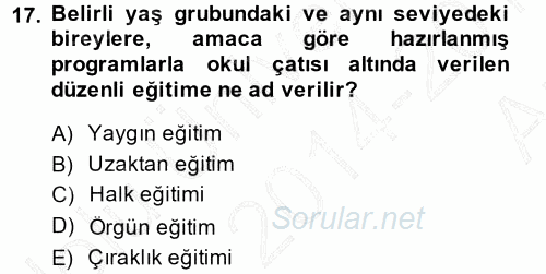 Türkiye´nin Toplumsal Yapısı 2014 - 2015 Ara Sınavı 17.Soru