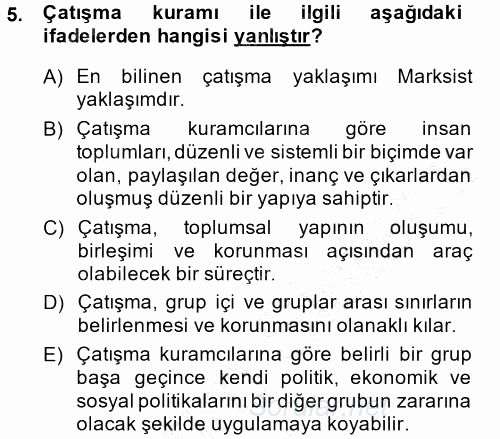 Türkiye´nin Toplumsal Yapısı 2014 - 2015 Ara Sınavı 5.Soru