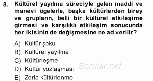 Türkiye´nin Toplumsal Yapısı 2014 - 2015 Ara Sınavı 8.Soru