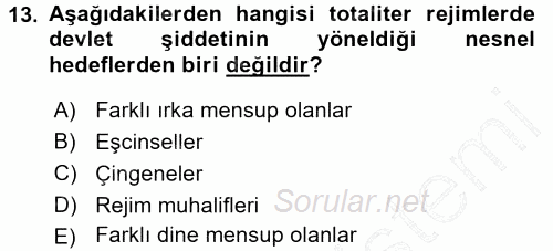 Karşılaştırmalı Siyasal Sistemler 2015 - 2016 Dönem Sonu Sınavı 13.Soru