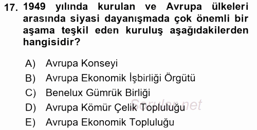 Karşılaştırmalı Siyasal Sistemler 2015 - 2016 Dönem Sonu Sınavı 17.Soru