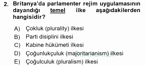 Karşılaştırmalı Siyasal Sistemler 2015 - 2016 Dönem Sonu Sınavı 2.Soru