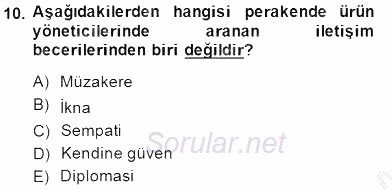 Perakendecilikte Ürün Yönetimi 2014 - 2015 Ara Sınavı 10.Soru