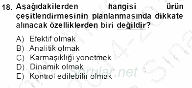 Perakendecilikte Ürün Yönetimi 2014 - 2015 Ara Sınavı 18.Soru