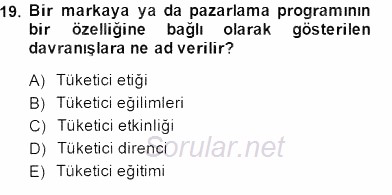 Perakendecilikte Ürün Yönetimi 2014 - 2015 Ara Sınavı 19.Soru