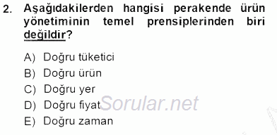 Perakendecilikte Ürün Yönetimi 2014 - 2015 Ara Sınavı 2.Soru