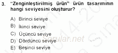 Perakendecilikte Ürün Yönetimi 2014 - 2015 Ara Sınavı 3.Soru