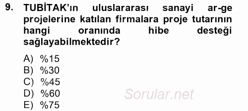 Dış Ticaretle İlgili Kurumlar ve Kuruluşlar 2012 - 2013 Dönem Sonu Sınavı 9.Soru