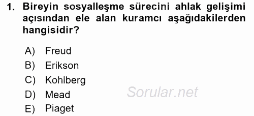 Anne Baba Eğitimi 2017 - 2018 Ara Sınavı 1.Soru