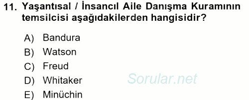 Anne Baba Eğitimi 2017 - 2018 Ara Sınavı 11.Soru