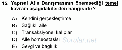 Anne Baba Eğitimi 2017 - 2018 Ara Sınavı 15.Soru