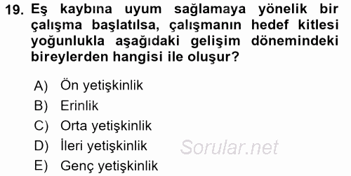 Anne Baba Eğitimi 2017 - 2018 Ara Sınavı 19.Soru