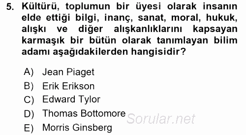 Anne Baba Eğitimi 2017 - 2018 Ara Sınavı 5.Soru