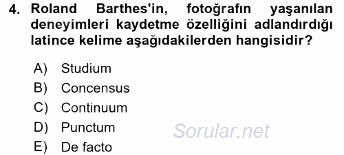 Basın Fotoğrafçılığı 2017 - 2018 Dönem Sonu Sınavı 4.Soru