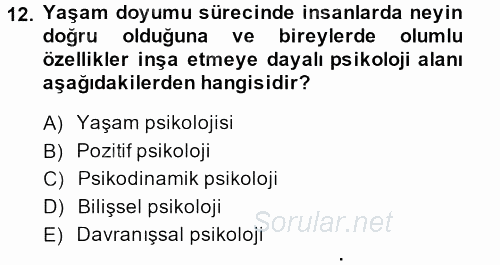 İş ve Yaşamda Motivasyon 2014 - 2015 Tek Ders Sınavı 12.Soru