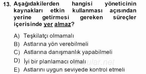 İş ve Yaşamda Motivasyon 2014 - 2015 Tek Ders Sınavı 13.Soru