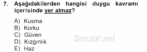 İş ve Yaşamda Motivasyon 2014 - 2015 Tek Ders Sınavı 7.Soru