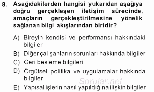 İş ve Yaşamda Motivasyon 2014 - 2015 Tek Ders Sınavı 8.Soru