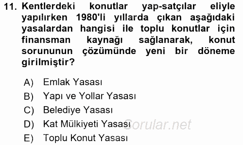 Mimarlik Tarihi 2015 - 2016 Dönem Sonu Sınavı 11.Soru