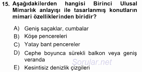 Mimarlik Tarihi 2015 - 2016 Dönem Sonu Sınavı 15.Soru