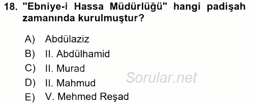 Mimarlik Tarihi 2015 - 2016 Dönem Sonu Sınavı 18.Soru