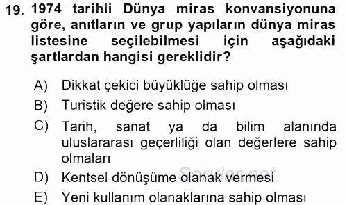 Mimarlik Tarihi 2015 - 2016 Dönem Sonu Sınavı 19.Soru