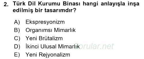 Mimarlik Tarihi 2015 - 2016 Dönem Sonu Sınavı 2.Soru