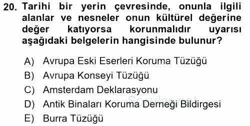 Mimarlik Tarihi 2015 - 2016 Dönem Sonu Sınavı 20.Soru