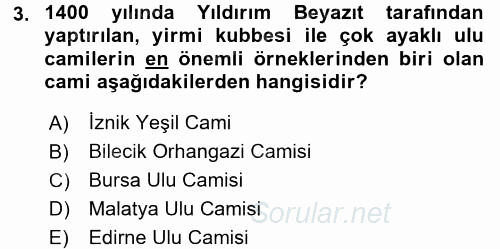 Mimarlik Tarihi 2015 - 2016 Dönem Sonu Sınavı 3.Soru