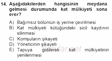 Bina ve Site Yöneticiliği 2013 - 2014 Tek Ders Sınavı 14.Soru