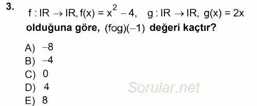 Matematik 1 2013 - 2014 Tek Ders Sınavı 3.Soru