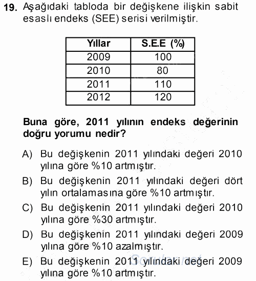 İstatistik 2014 - 2015 Ara Sınavı 19.Soru