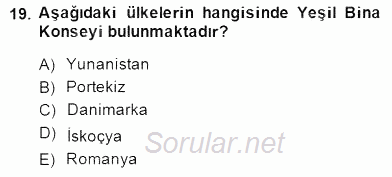 Şehircilik 2014 - 2015 Dönem Sonu Sınavı 19.Soru