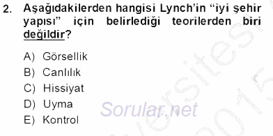 Şehircilik 2014 - 2015 Dönem Sonu Sınavı 2.Soru