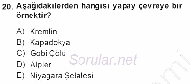 Şehircilik 2014 - 2015 Dönem Sonu Sınavı 20.Soru