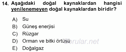 Tarım Ekonomisi 2016 - 2017 Dönem Sonu Sınavı 14.Soru