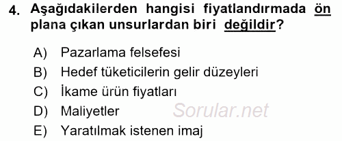 Tarım Ekonomisi 2016 - 2017 Dönem Sonu Sınavı 4.Soru