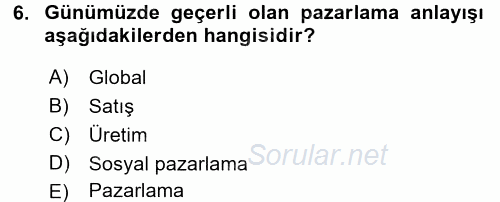 Tarım Ekonomisi 2016 - 2017 Dönem Sonu Sınavı 6.Soru