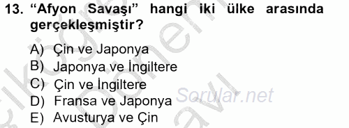 Siyasi Tarih 1 2014 - 2015 Dönem Sonu Sınavı 13.Soru